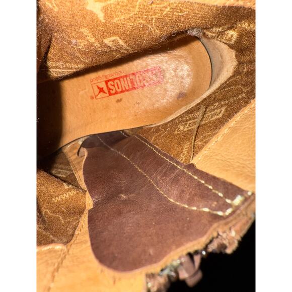 Pikolinos brown leather chunky heel ankle boots stitch detailing - Picture 11 of 11